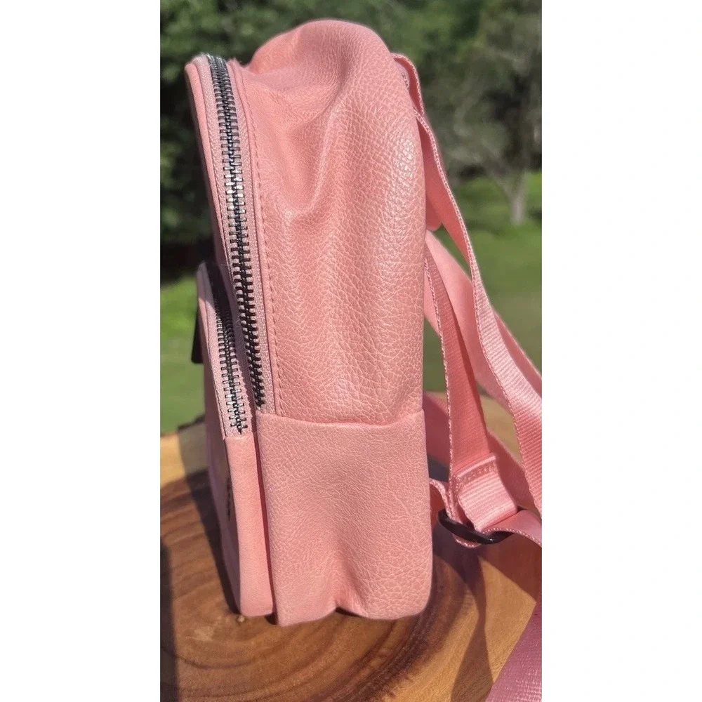 Adidas Originals Mini Backpack Salmon Pink Faux Leather Trefoil Small Bag